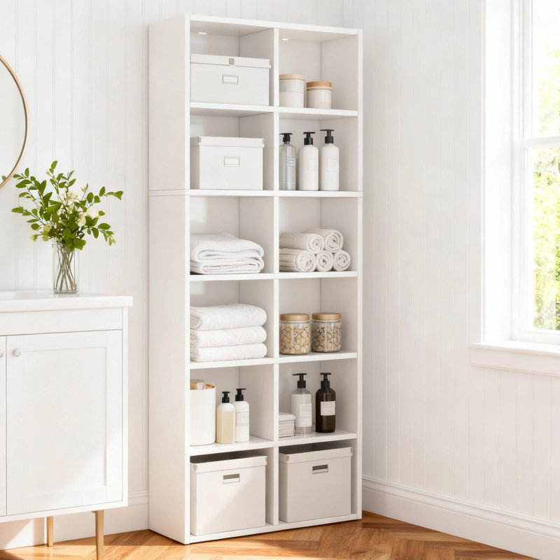 Bibliothèque de luxe industrielle 71 "avec structure en métal robuste, mobilier haut de gamme haut de gamme, Blanc