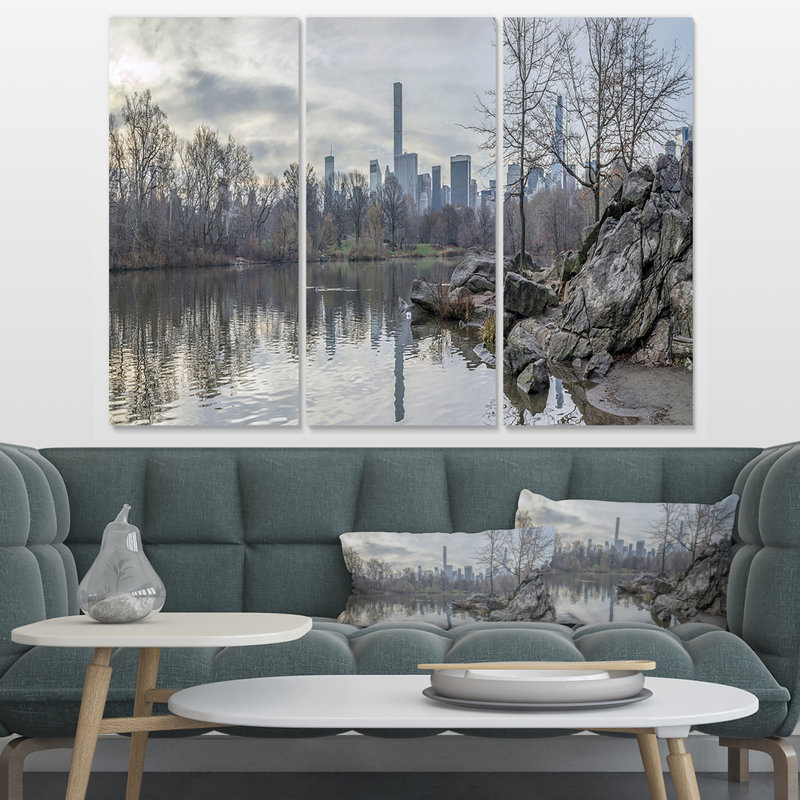 Noir et blanc central park, ensemble de 3 impressions sur toiles tendues