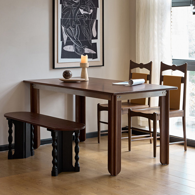 Solid Wood Stainless Steel Multi-functional Desk, 29.92" H x 53.14" W x 29.52" D