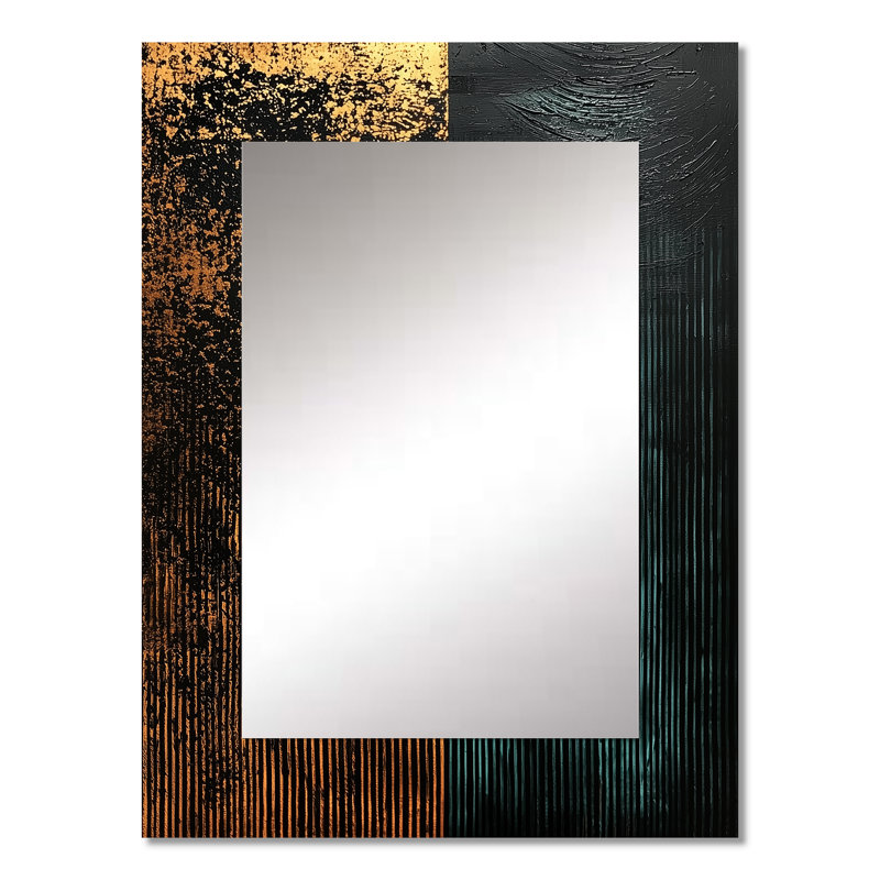 Art géométrique Essential Forms VII - miroir décoratif moderne, miroir mural doré, impression sur métal, 32 po x 24 po