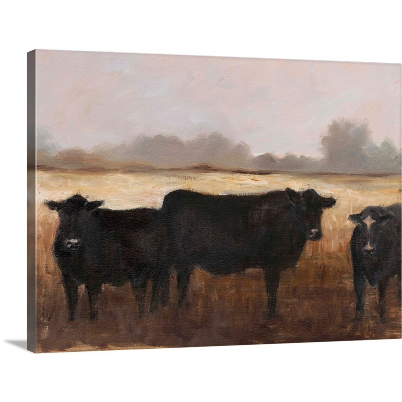 «Black Cows I», art mural sur toile, H 12 po x l 16 po x P 1 po, Toile tendue