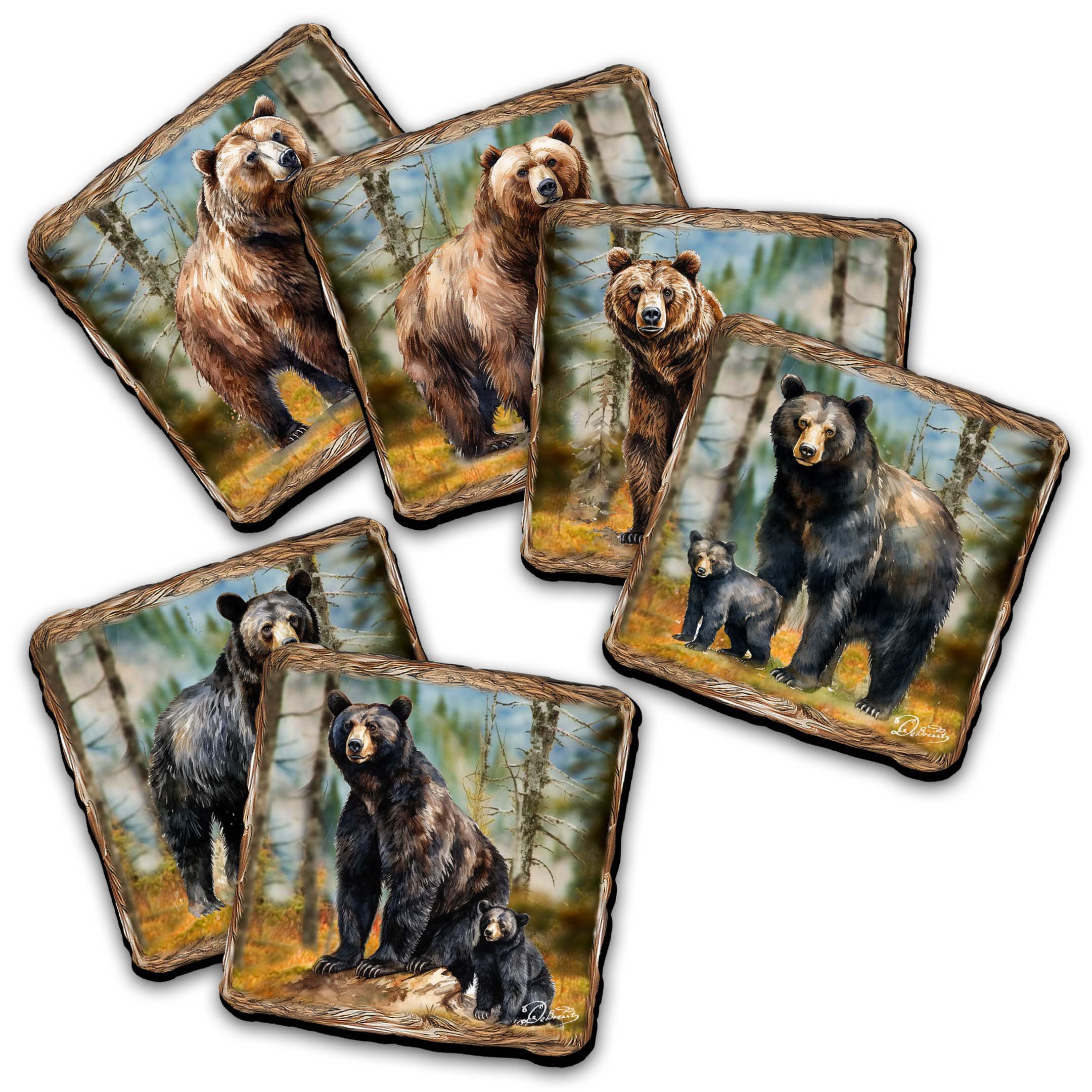 Loon Peak® Bear Haven Wooden Cork Placemat and Coasters Gift Set Wayfair