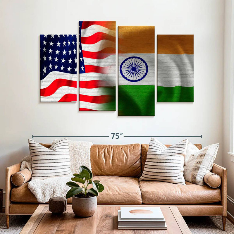 Drapeau de Borges, Inde et États-Unis, H 42 po x l 68 po