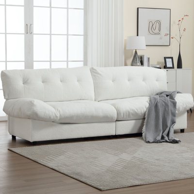 Cloud Couch Sofa, Teddy Velvet Fabric with Button Tufting