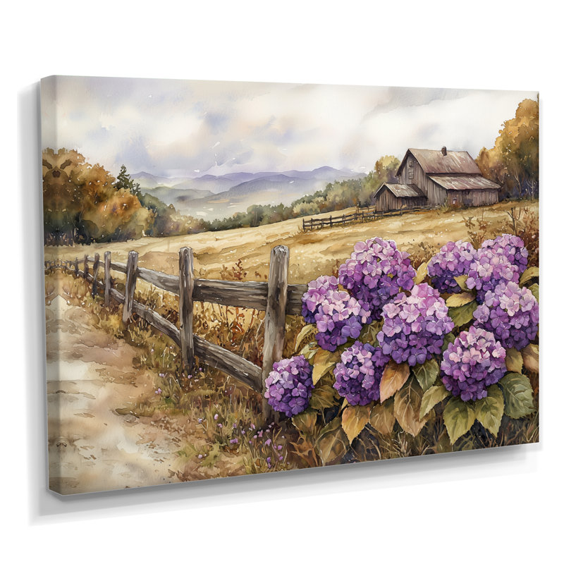 «Doke Hydrangeas» par The Farmstead I - Hydrangea, art mural, H 12 po x l 20 po, Toile tendue, Ne s’applique pas
