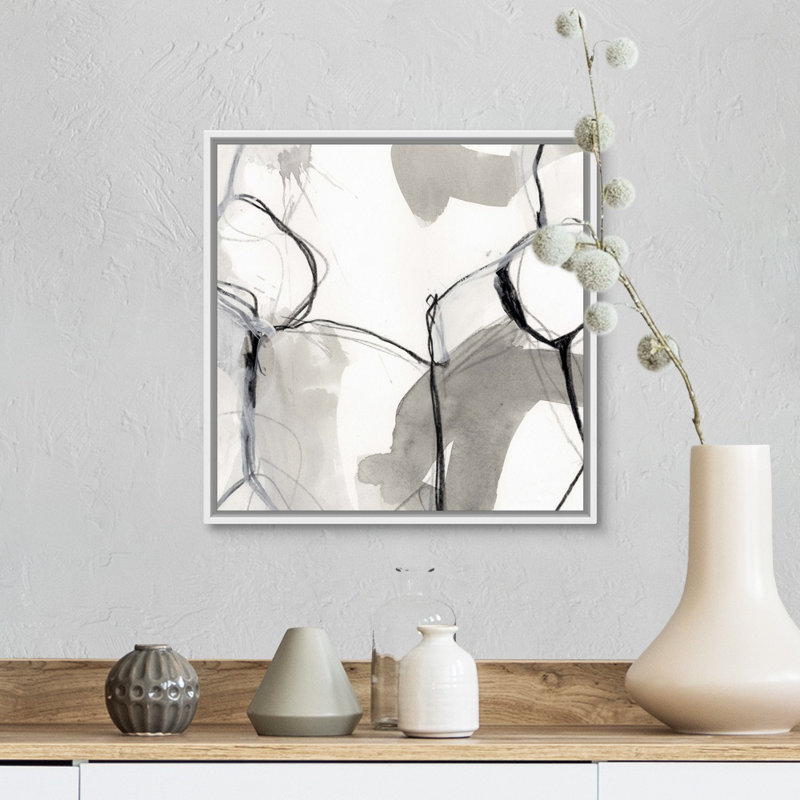« Modullate II » par June vess, reproduction d’art, Cadre blanc, H 18 po x l 18 po x 1,75 po