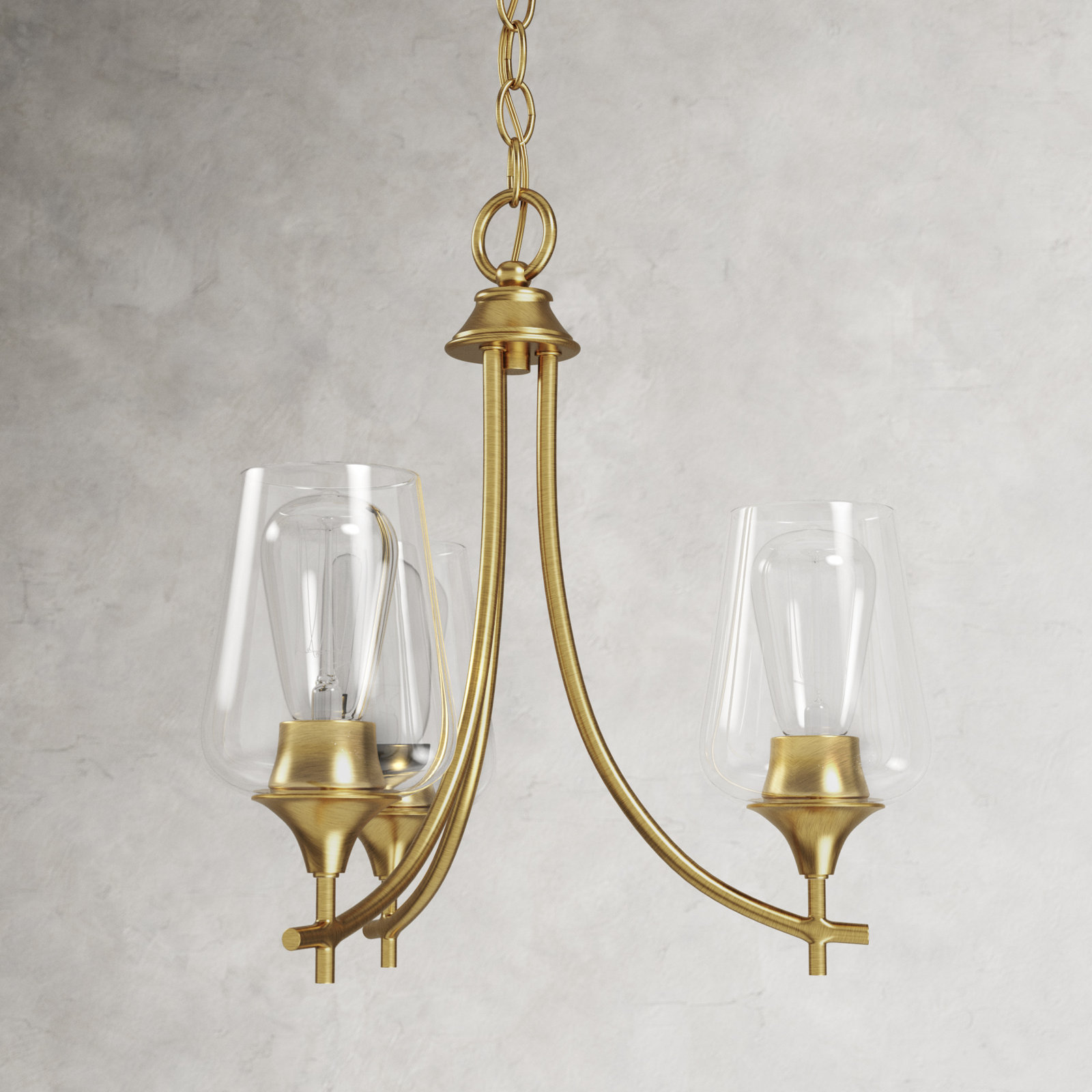 Breena 3 - Light Metal Dimmable Chandelier, Warm Brass