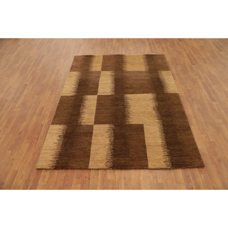 Tapis de style Gabbeh de style minimaliste 6 x 8 pour des intérieurs élégants