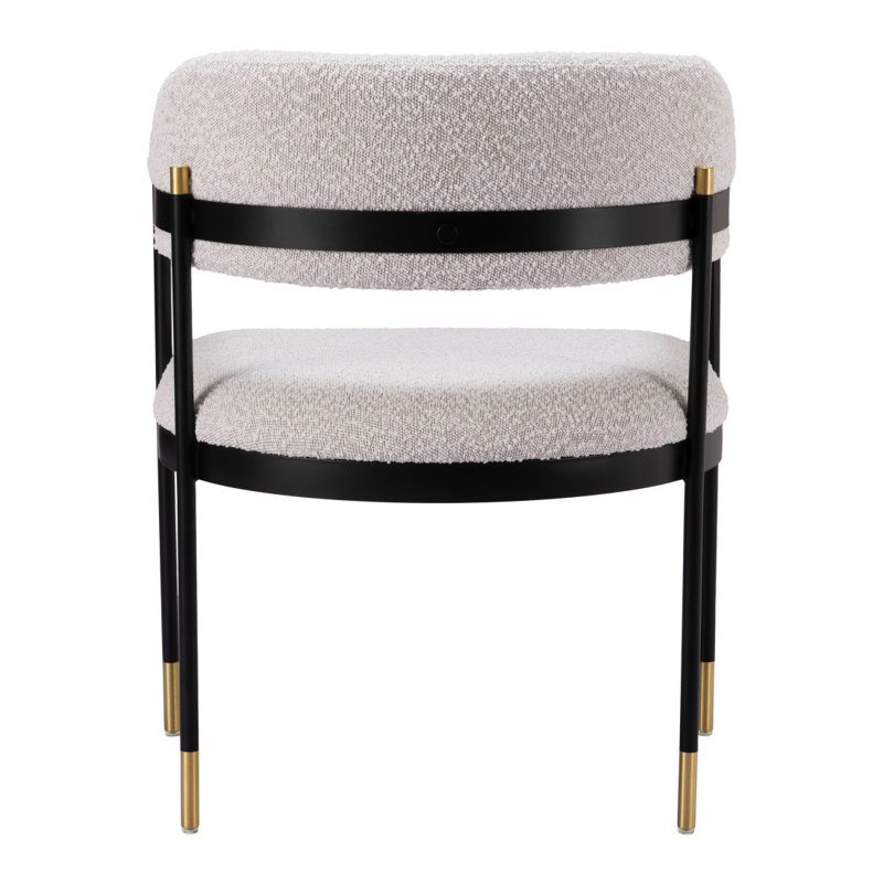 Chaise de salle à manger à dossier ouvert en fausse fourrure grise noire et dorée