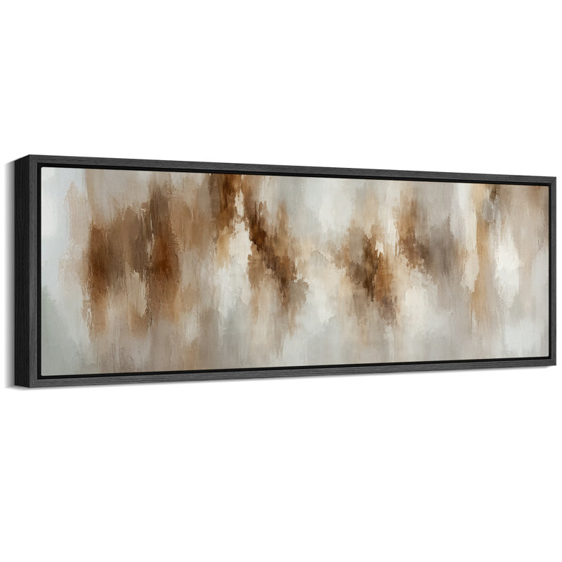 Vertical Earth Tone Abstract Artwork, Living Room Pictures, Framed Canvas Giclee Print Wall Art, 20" H x 60" W