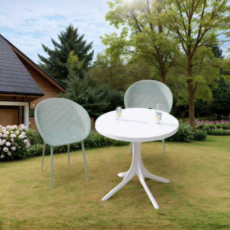 Modern Lounge Chairs 2-Pack Indoor/Outdoor - Lightweight All-Weather PP Plastic for Patio, Beach, Living Room, Pale Green