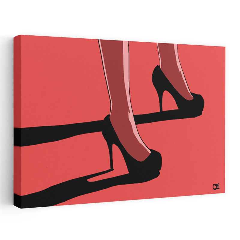Talons rouges élégants, art mural élégant et minimaliste, 40" H x 60" W