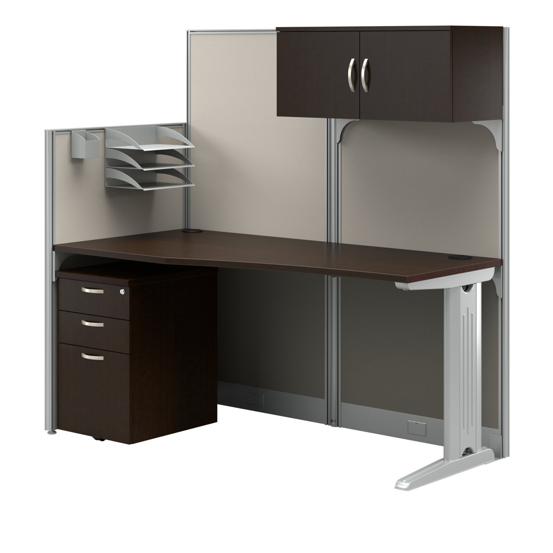 Office In An Hour Rectangle 1 Person Cubicle with Cable Management Bush Business Furniture Finish: Mocha Cherry