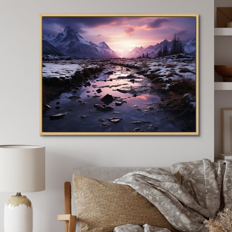 Alaska, crépuscule arctique sur toile, H 12 po x l 20 po x P 1 po, Cadre naturel flottant