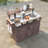 Outdoor Kitchen Island With Raised Shelf, Stainless Steel Top, Internal Storage Racks, Adjustable Shelves And Spice Rack-1667358399