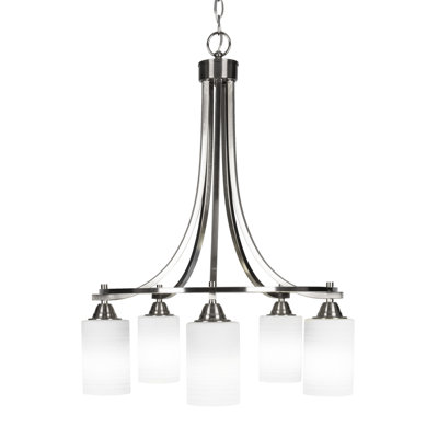 Michell 5 Light Downlight Chandelier Shown With 4" White Matrix Glass