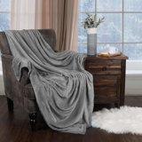 Superior Polka Dots or Solid Fleece Plush Blanket Medium Weight Fluffy Soft Decorative Bedding