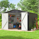 Outdoor Storage Clearance, Metal Anti-Corrosion Utility Tool House with Lockable Door & Shutter Vents, Waterproof Storage Garden Shed for Backyard Lawn Patio
