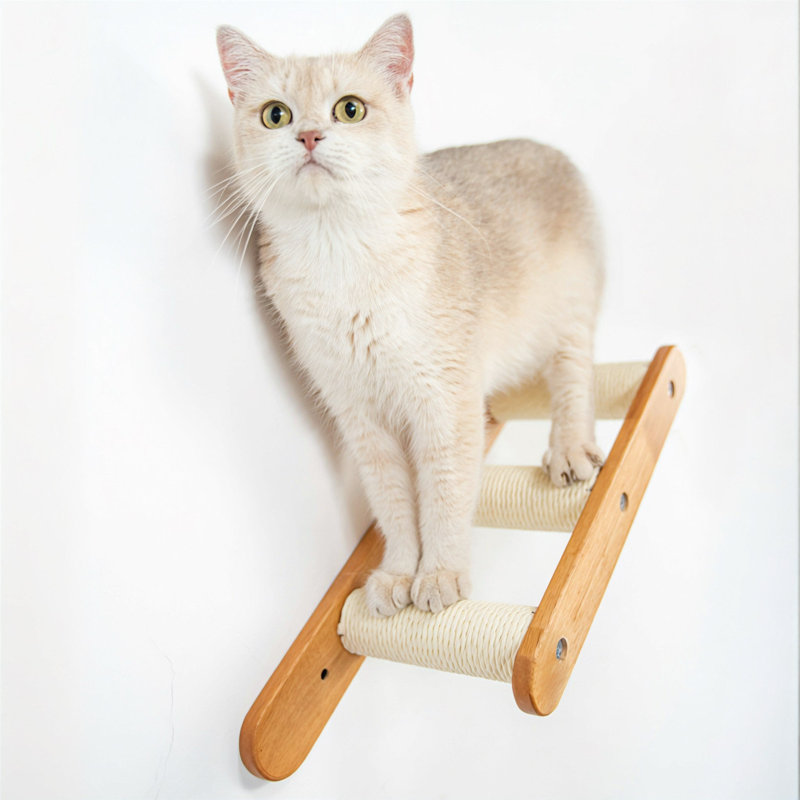 Wall Mounted Solid Wood Cat Ladder and Climbing Steps