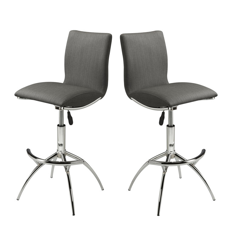 Tabourets de bar modernes à hauteur réglable gris avec base et siège de pu