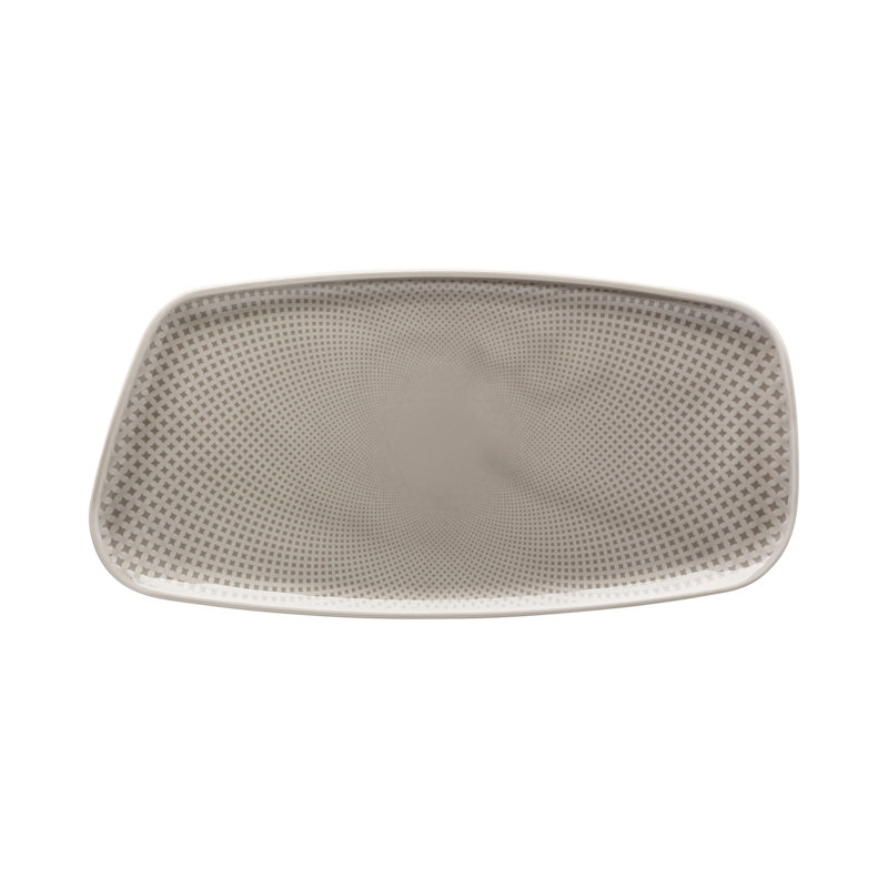 Junto Porcelain China Platter, 0.75" H x 6" W x 11.75" L, Pearl Gray