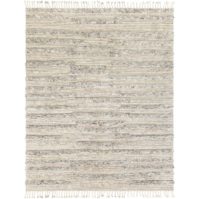 Timi Wool Area Rug in Beige, Rectangle 2' x 3'