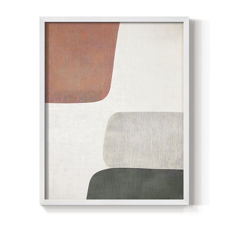 Impression abstraite encadrée CXC - prête à être accrochée - fabriquée aux États-Unis, H 14 po x l 11 po, Blanc