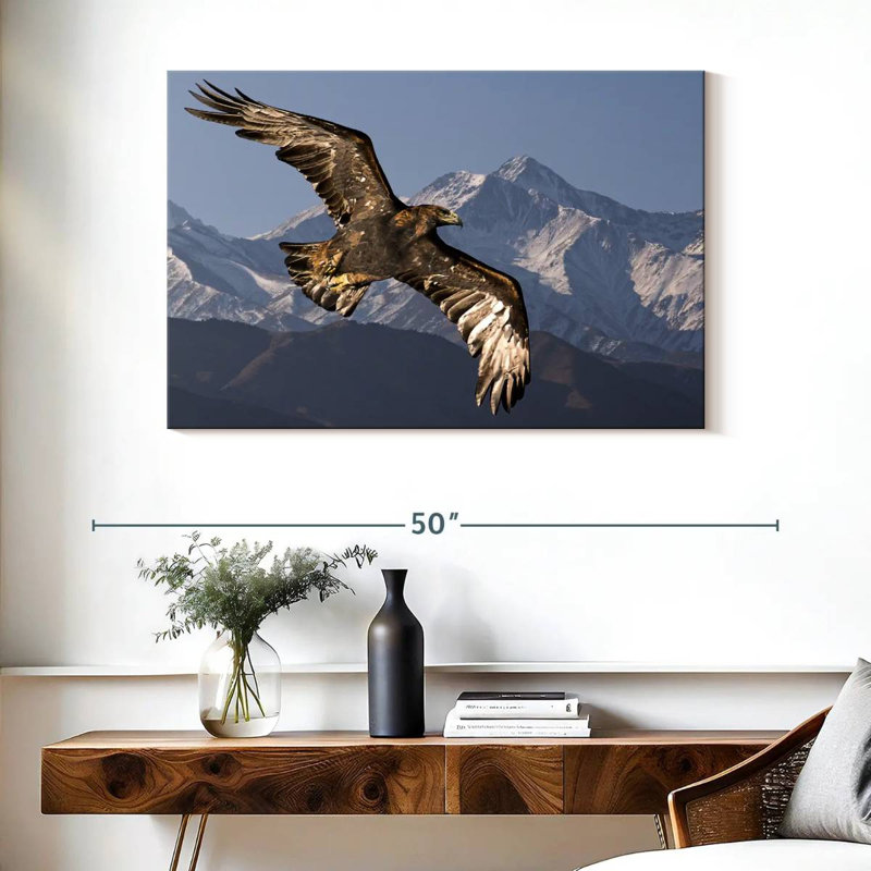 Eagle And Snowy Mountains, 26" H x 39" W