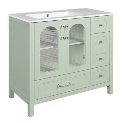 Armoire de salle de bain 36 po avec portes texturées et rangement gaufré