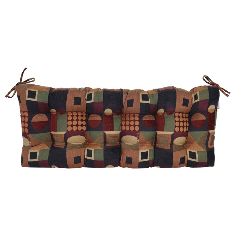 Coussin de banc capitonné en jacquard chenille, Motif géométrique multicolore, L 46 po x P 19 po
