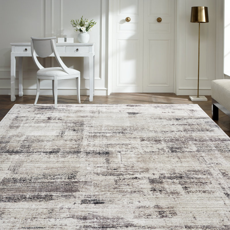 Abstract Area Rug in Brown, Rectangle  7'6" x 9'6"
