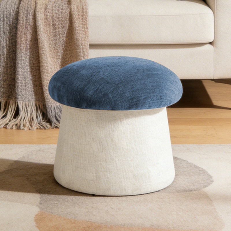 Repose-pieds de rangement l 19,7 po Mushroom, Bleu marine / ivoire