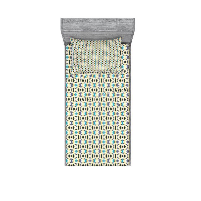 Ensemble de draps à lignes verticales, Ensemble de draps pour lit simple TG avec drap-hou