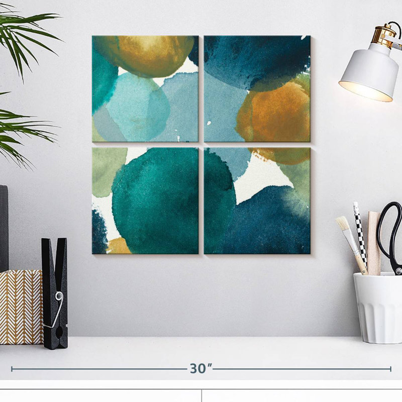Teal Watermarks Square II, 18'' H x 18'' W