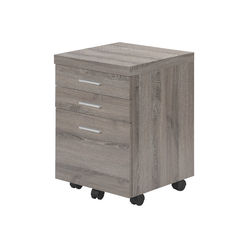 Office File Cabinet With Rolling Mobility, Storage, Taupe, Modern 3 Cabinet, Mobile, Taupe Laminate,