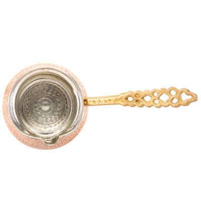Volarium Turkish Coffee Pot, Greek Arabic Coffee Maker, Hammered Copper Coffee Cezve, Stove Top Coffee Maker (Large)
