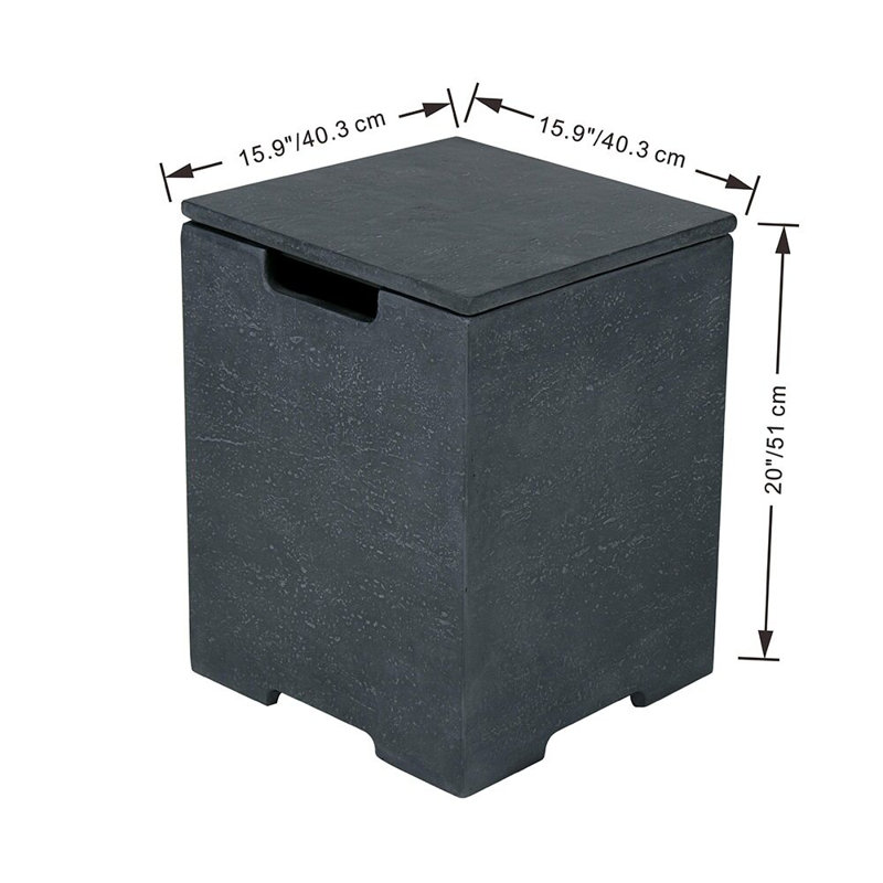 Couvercle de réservoir de propane Hideaway, H 20,5 po x l 15,7 po x P 15,7 po, Gris foncé