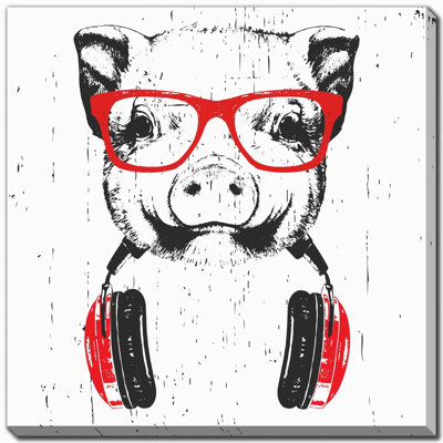 Trendy Pig a Beat Canvas Wall Art