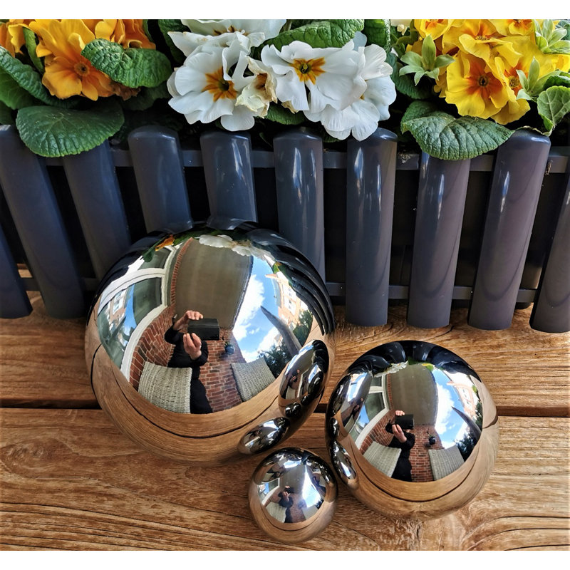 Dayah Stainless Steel Gazing Ball, Polished