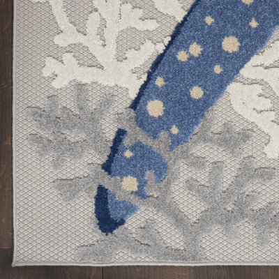 Tapis d'intérieur / extérieur bleu / gris Aarav