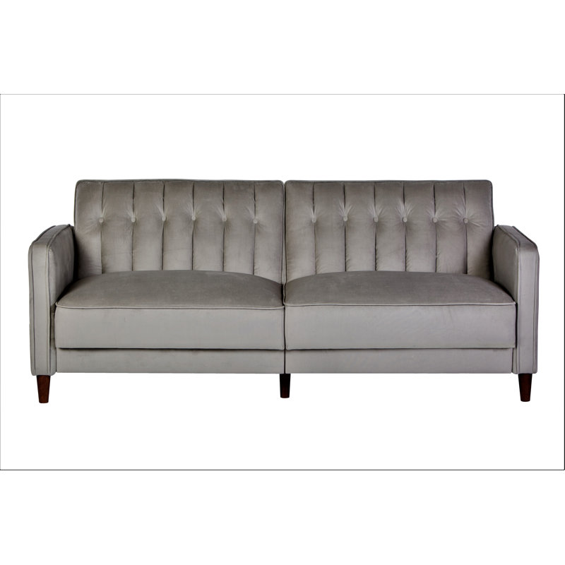 Grattan 81.1'' Velvet Futon, Gray 