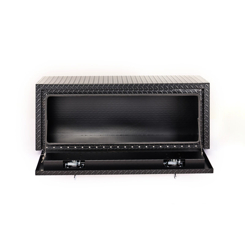 48 po, aluminium, boîte de rangement pour outils sous le lit, robuste, serrure, preuve, conception légère, aérodynamique, rangement pour outils en aluminium organisé, boîte de remorque robuste, doubles verrous pour la sécurité,
