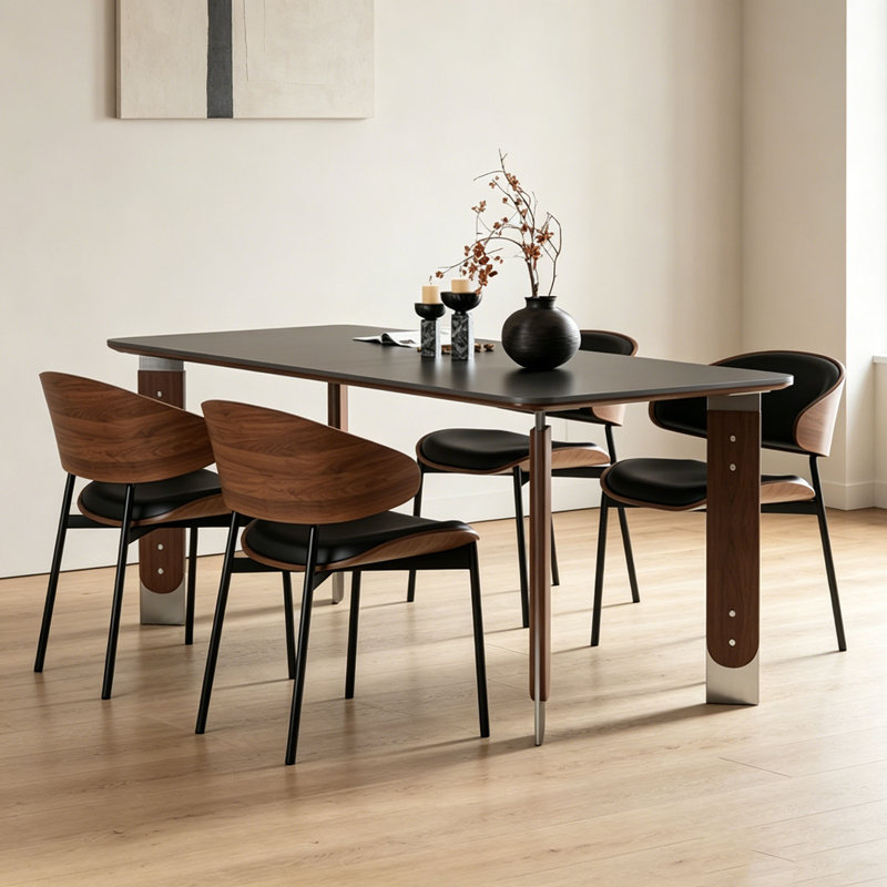 Table italienne en pierre frittée noire italienne, 29.5" H x 70.9" W x 35.4" D, 5
