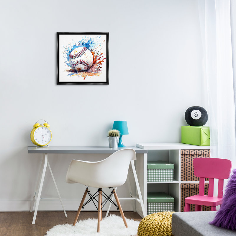  Art mural sur toile flottante Baseball, Cadre flottant noir de jais, H 18 po x l 18 po