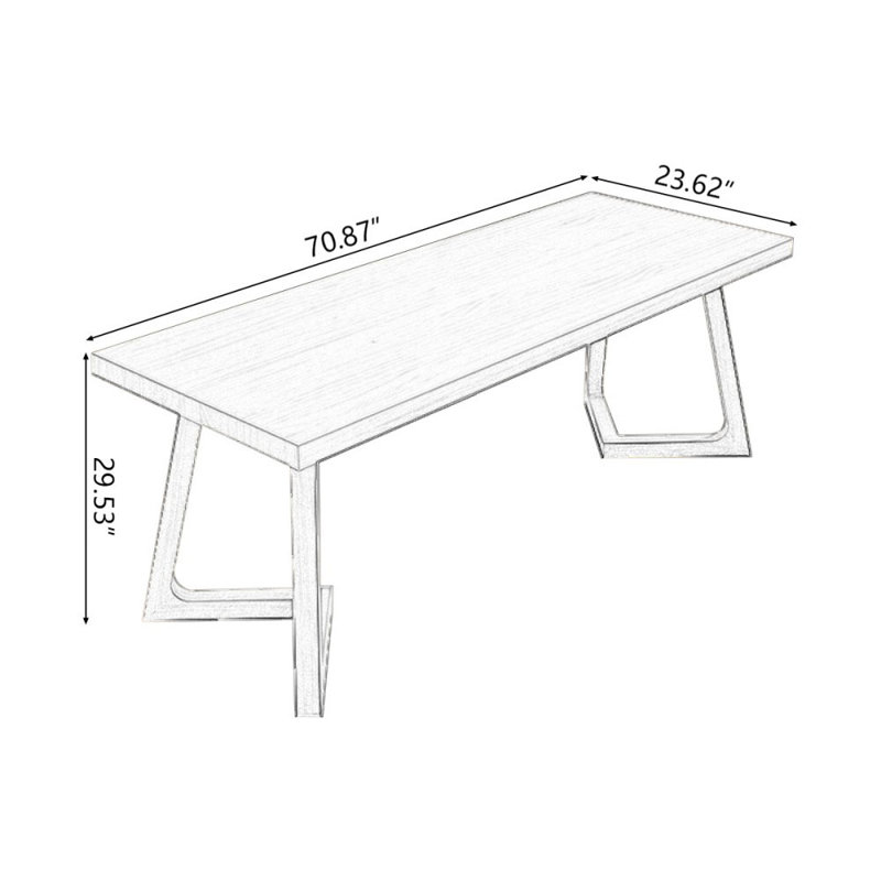 Bureaux rectangulaires en bois massif brun, H 29,53 po x l 70,87 po x P 23,62 po