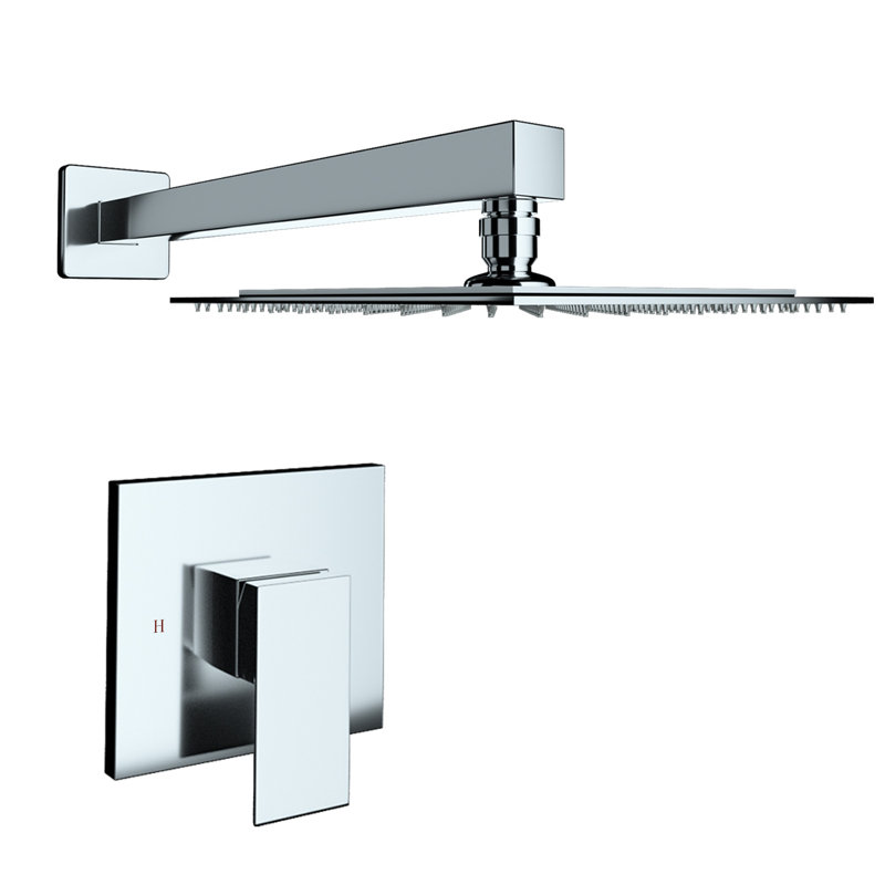 Système de douche de pluie mural carré 12 po Topcraft, Chrome chrome