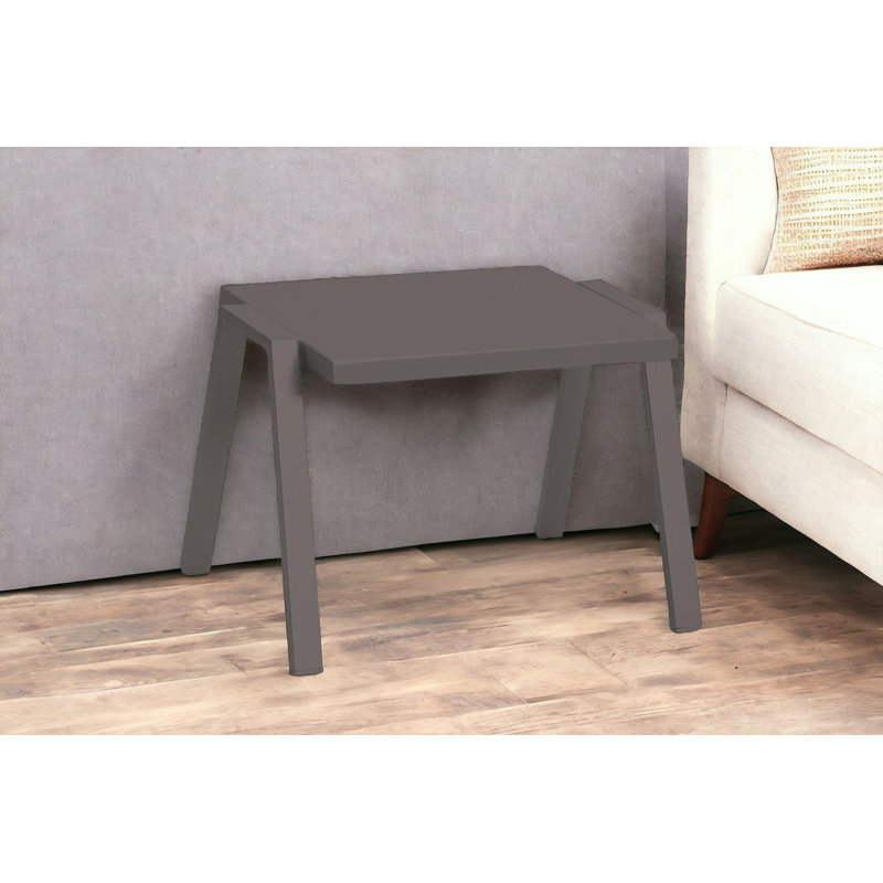  Table de bout contemporaine en aluminium taupe 16 po