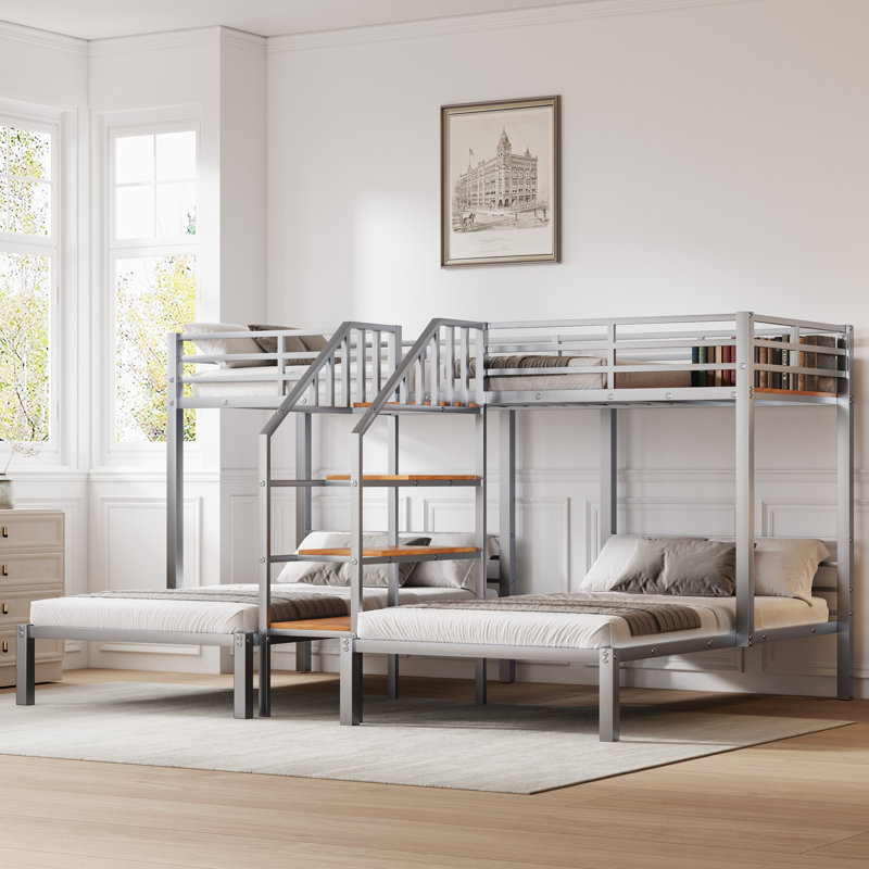 Lit superposé pour enfants Aiker, Simple sur simple, Gris