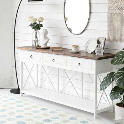 Table console à 3 tiroirs avec vestibule et tablette de rangement