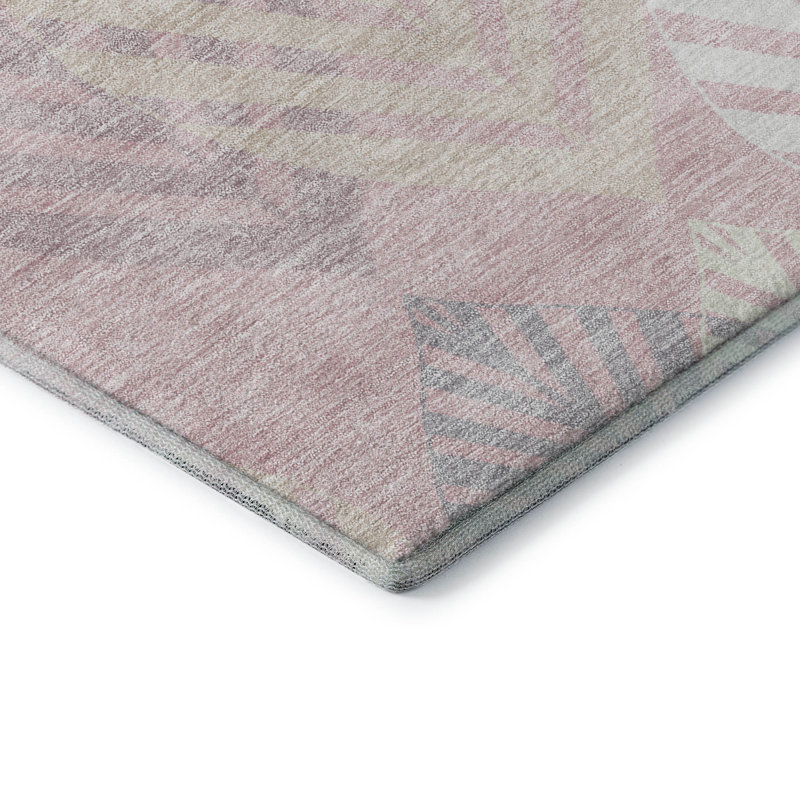 Premium Machine Washable Prisco Pink Rug, Rectangle 2'6" x 3'10"